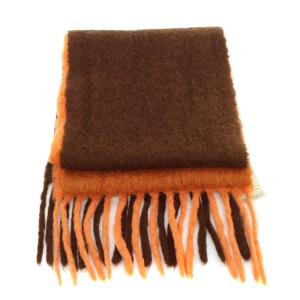 Acne Studios マフラー フリンジ アルパカ混 ウール混 茶 ブラウン オレンジ色