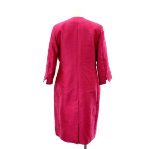 Max Mara ノーカラーコート スプリングコート ロング 七分袖 八分袖 シルク混 I40 マゼンタピンク