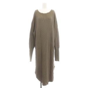 アパルトモン別注 サーマルバックヘンリーネック ロングワンピース ミモレ丈 長袖 ワッフル バックボタン