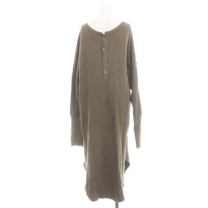 AMERICANA アパルトモン別注 サーマルバックヘンリーネック ロングワンピース ミモレ丈 長袖 ワッフル バックボタン
