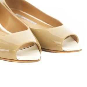 PELLICO エナメル フラットシューズ オープントゥ ポインテッドトゥ 38 24.0cm ベージュ 白 ホワイト