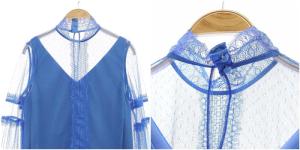 Ameri VINTAGE 22SS LACE TOP SET ROMPERS オールインワン ブラウス 長袖 総レース ロングパンツ ノースリーブ S