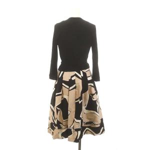 DIANE von FURSTENBERG ジオメトリーアート コンボラップワンピース ロング丈 ミモレ丈 七分袖 ウール 0 XS 黒 ブラック マルチカラー
