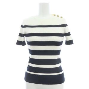 24SS Striped cotton sweater XS ホワイト ネイビー