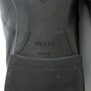 PRADA スリッポン レザー ローファー スクエアトゥ 7.5 26.5cm 黒 ブラック