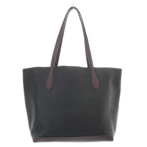 COACH トートバッグ ハンドバッグ ロゴ レザー 黒 ブラック エンジ CA097