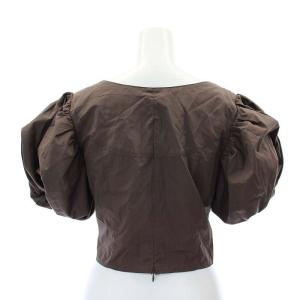 LEINWANDE パフスリーブブラウス ショート丈 クロップド 半袖 F ダークブラウン