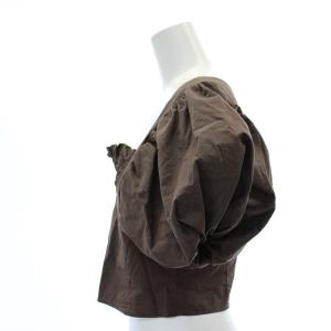 LEINWANDE パフスリーブブラウス ショート丈 クロップド 半袖 F ダークブラウン