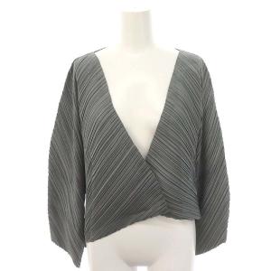 ISSEY MIYAKE シアーカーデ カーディガン 長袖 プリーツ 3 グレー