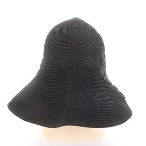 Athena New York フラワーモチーフ ペーパーハット 麦わら帽子 刺繍 黒 ブラック