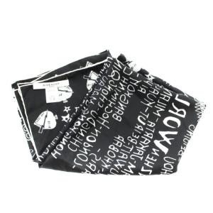 GIVENCHY シルクスカーフ 総柄 黒 ブラック 白 ホワイト