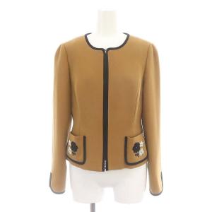 M'S GRACY セットアップ ノーカラージャケット フレアスカート 38 36 キャメル ブラック