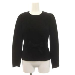 M'S GRACY セットアップ 上下 リボン ドット トップス カットソー 長袖 フレアスカート 膝丈 38 黒 ブラック