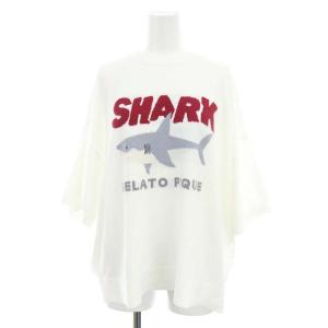 gelato pique 22SS セットアップ 上下 SHARK ジャガードニット プルオーバー セーター 七分袖 ショートパンツ イージー F オフホワイト