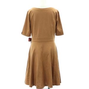 BLUE LABEL CRESTBRIDGE サイドリボン ウエスト切り ワンピース 半袖 ロング 38 M 茶 ブラウン