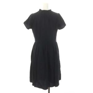 BLUE LABEL CRESTBRIDGE ショートスリーブ ワンピース 膝丈 半袖 ボウタイリボン 38 紺 ネイビー