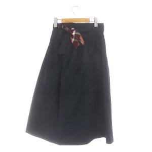 BLUE LABEL CRESTBRIDGE ギャザー フレアラップスカート ロング ミモレ 38 M ダークネイビー /SY OS