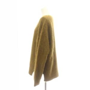 Plage Fur Vスリットプルオーバー ニット セーター 長袖 ブラウンカーキ