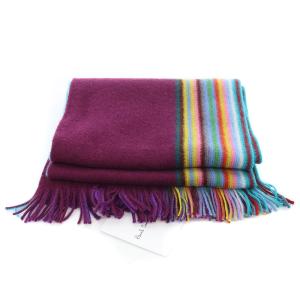 PAUL SMITH SCARF MULTI EDGE マフラー ウール フリンジ 紫 パープル