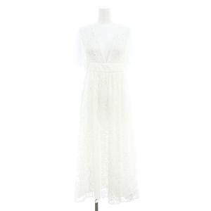 シフォン×コットンレースサマードレス ワンピース 半袖 ロング マキシ 0 白 ホワイト /MF OS