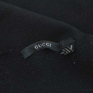 GUCCI ウールフリンジストール マフラー 黒 ブラック
