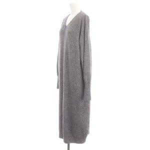 gelato pique 23AW メランジホットモコワンピース ルームウェア 部屋着 Vネック 長袖 ミモレロング F グレー PWNO235082