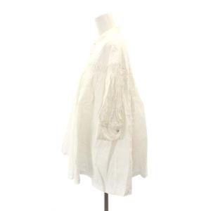 Scye Linen Tucked Puff Sleeve Shirt ブラウス バンドカラー 五分袖 リネン 40 白 ホワイト