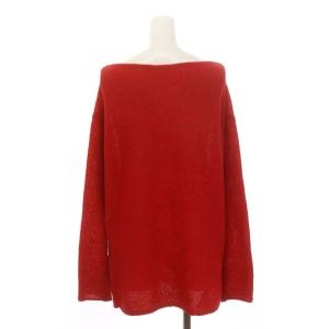 Plage ヨコアミボートネックニット セーター 長袖 リネン混 赤 レッド