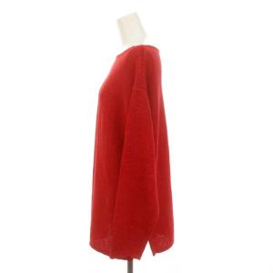 Plage ヨコアミボートネックニット セーター 長袖 リネン混 赤 レッド