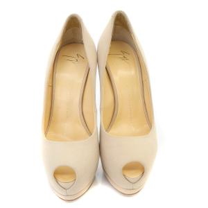 GIUSEPPE ZANOTTI ヒール パンプス スエード ピンヒール オープントゥ 35.5 22.5cm べージュ