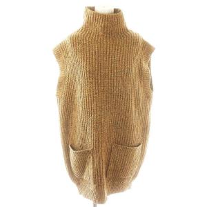 ハイネック ノースリーブ チュニック ウール混 ミックスニット S ブラウンミックス /MI OS