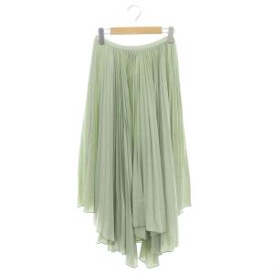 プリーツスカート アシンメトリー ミモレロング 2 S 緑 グリーン