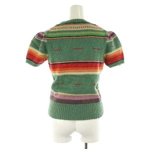 POLO RALPH LAUREN シルク パフスリーブ 半袖ニット カットソー S 緑 グリーン マルチカラー