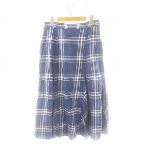POLO RALPH LAUREN チェック フレアスカート ロング ミモレ丈 6 青 ブルー /MI OS