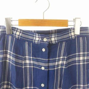 POLO RALPH LAUREN チェック フレアスカート ロング ミモレ丈 6 青 ブルー /MI OS