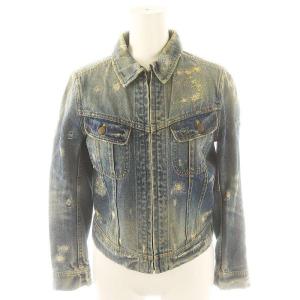 フルジップ ダメージ デニムジャケット Gジャン ジージャン M 青 ブルー /MI OS