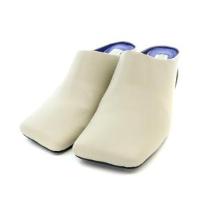 ウッドヒール ミュール サンダル スクエアトゥ チャンキーヒール 38 24.5cm グレー