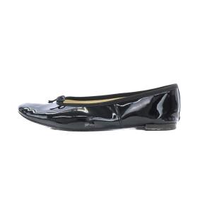 Repetto バレエシューズ フラット パンプス リボン エナメル 38 24cm 黒 ブラック