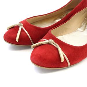TOD'S スエード フラットシューズ パンプス 35 22cm 赤 レッド