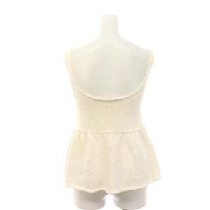 BEAUTY&YOUTH UNITED ARROWS コットンナイロンスラブギャザーフレアベストトップス ニット カットソー ノースリーブ オフホワイト