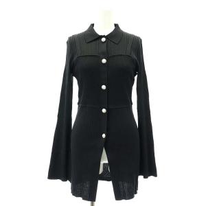 23AW ビスチェシャツニットトップ 長袖 リブニット 36 黒 ブラック