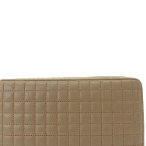 CELINE Cチャーム キルティング ラウンドファスナー 長財布 レザー 茶色 ブラウン