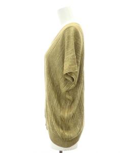 JURGEN LEHL シルクリネン フレンチスリーブニット カットソー Vネック M 茶 ブラウン