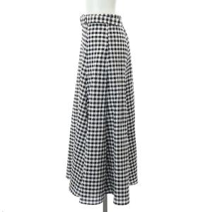 EPOCA 24SS ギンガムチェックジャカード フレアスカート ロング ミモレ丈 ベルト付き 40 黒 白 ブラック ホワイト