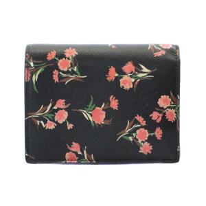 PRADA サフィアーノフラワーウォレット ブラック マルチカラー