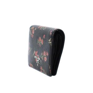 PRADA サフィアーノフラワーウォレット ブラック マルチカラー