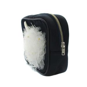 LUDLOW うさぎモチーフティッシュケース付きポーチ ホワイト ネイビー