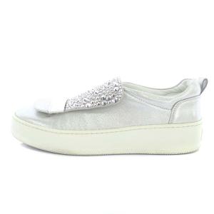 Sergio Rossi SR1 ラインストーンスリッポンスニーカー 37 ライトグレー