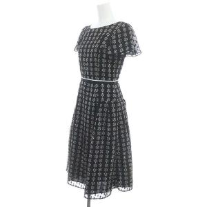 TOCCA 22SS RUSH HOUR ドレス ワンピース ロング 半袖 00 黒 白 ブラック ホワイト