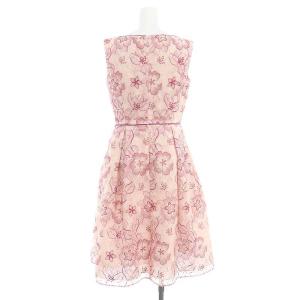 TOCCA 22年製 STELLA ドレス ワンピース ひざ丈 ノースリーブ 刺繍 0 ピンク